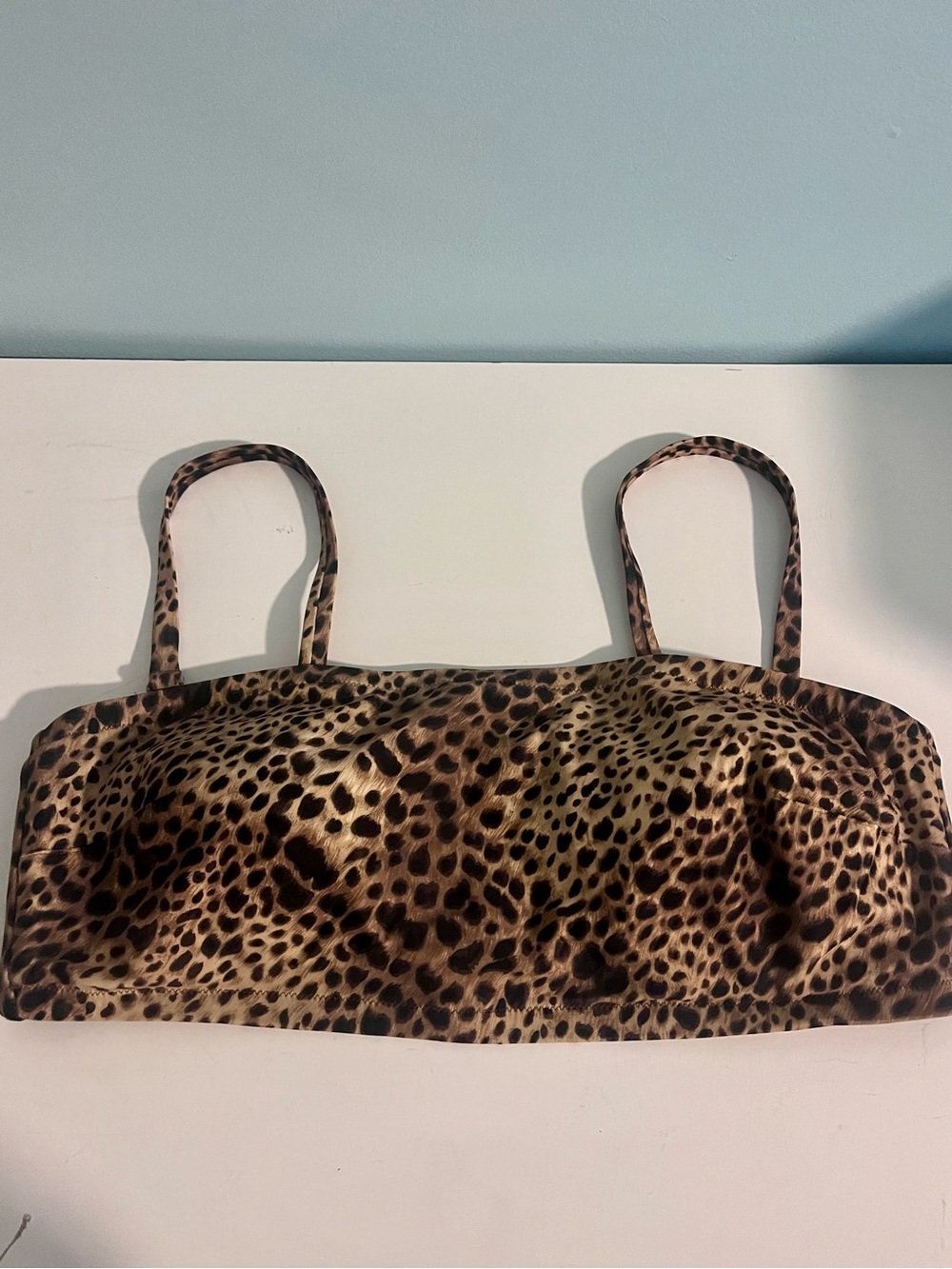 Aerie Leopard Print Bandeau Bikini Top